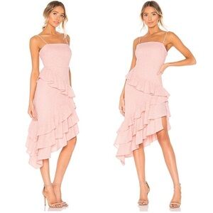 NBD Enrique Dress Pastel Pink Tiered Ruffle M